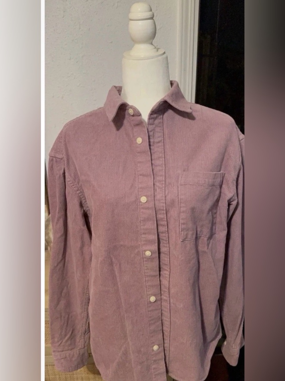 Women’s Mauve Corduroy Button-Up Shaket in Dusty Mauve